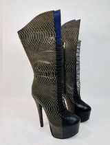 London Trash Crucify Platform Cage Leather Boots Black and Gold size 7.5 Photo 0