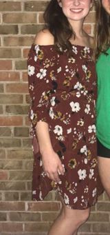 Floral Off The Shoulder Dress Brown Size M Photo 0