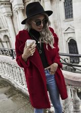 SheIn Red Teddy Bear Coat Photo 0