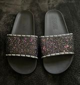 Victoria's Secret  PINK Black/Glitter Slides Photo 0
