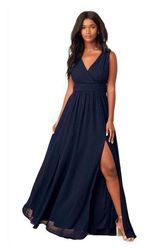 Lulus Thoughts of Hue Surplice Sleeveless Navy Blue Maxi Dress Bridesmaid Formal Photo 0