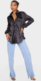 Pretty Little Thing Black Button Down Shirt Photo 0