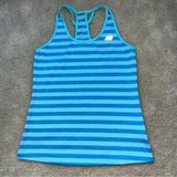 New Balance Women’s Blue Striped Lightweight Racerback Tank Top - Sz S - EUC Photo 0
