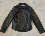 Genuine Leather Black Zip Up Jacket Large Photo 0