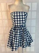 Abercrombie & Fitch NWT Blue White Gingham Strapless Mini Dress Size small Photo 0