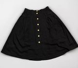 New NWT ModCloth Pleated Skirt Black Linen Blend Pockets Button Front Midi Sz 12 Photo 0