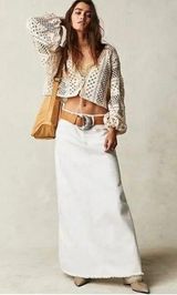 We The Free Come As You Are White Denim Women’s Maxi Skirt Size 2 Photo 0