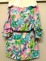 Lilly Pulitzer Calla Amethyst Mermaid Off the Shoulder Romper XS Photo 0