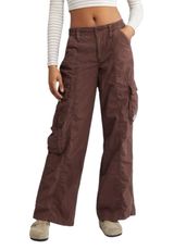 Urban Outfitters Brown Y2K Cotton Low Rise Wide Leg Utility Cargo Pants Photo 0