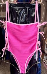 Pink colorblock cut-out one piece swimsuit  Photo 0