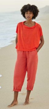 Poetry Cropped Trousers Garment Dyed Linen  Brand New with Tags  Orange Red  Photo 0