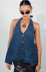 lioness denim halter tank Photo 0