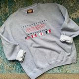 Vintage 90s Guess International Competition gray logo flags sweatshirt, size XL Photo 0