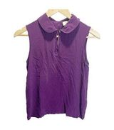 Kate Spade 2 100% Silk top Sleeveless Collared High Neck Blouse Purple Photo 0