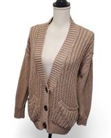 Cozy Tan Knit Cardigan Sweater Photo 0
