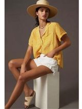 Maeve for Anthropologie Classic Surf Shirt in Abstract Lines - Linen Blend Photo 0