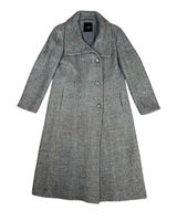 Talbots Oversized Trench Coat Wool Blend Top Coat Winter Long Pea Coat L Gray Photo 0