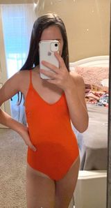 Xhilaration Orange One Piece Photo 0