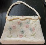 Vintage silk and beaded purse. 1950s made in Japan White Photo 0