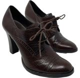 Banana Republic Vintage  Women’s Size 6.5 Brown Leather Oxford Ankle Stack Heel Photo 0