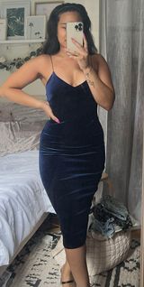 Akira Blue Velvet Bodycon Dress Photo 0