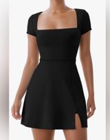 Amazon Black Mini Athletic Dress with Square Neckline Photo 0