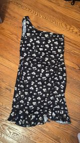 VCAY One Shoulder Drawstring Side Daisy Floral Dress Photo 0