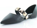 Steve Madden  Black Meghan Gold Studded Minimalist Coastal Goth Pointed Toe Flats Photo 0