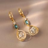 18K Gold Plated CZ Cubic Zirconia Teardrop Shape Dangle Drop Earrings for Women Photo 0