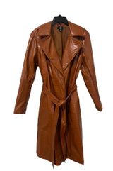 Faux Leather Snakeskin Brown Belted Jacket with Pockets (Size M) Photo 0
