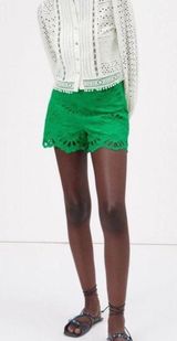 Green Embroidered Shorts Photo 0