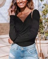 Berkley Black Cheeky Long Sleeve Bodysuit Medium Photo 0