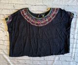 Billabong Designers Closet Large Blue Bohemian Top Womens Beachy Boho Cropped Photo 0