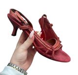 Aerosoles Over Plaited Red Leather Kitten Heels Size 8.5 Photo 0