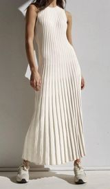 White Pleated Maxi Dress Size M Photo 0
