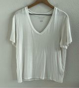 American Eagle White V Neck Soft and Sexy Oversized Slouchy Top Shirt Small Photo 0