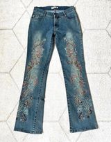 Max Studio Y2K Vintage  Embroidered Low Cut Flare Jeans Sz 2 Photo 0