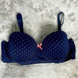 Jessica Simpson Softly Padded Push Up Bra , Adjustable, Navy w Polka dots, 38C Photo 0