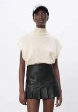 Black Leather Pleated Skirt Photo 0