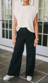 MIOU MUSE Black Wide Leg Denim Pants Photo 0