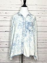 Velvet Heart  Acid Wash Tencel Chambray Denim Button Up Shirt Women’s Size Large Photo 0