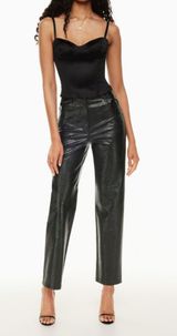 Aritzia The Melina High Waisted Vegan Leather Black Pants Sz 2 Snakeskin Photo 0