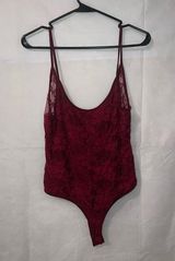 NWT Polly & Esther Lace Bodysuit sz XL Women Burgundy Photo 0