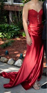 Sherri Hill Red Strapless Prom Dress  Photo 0