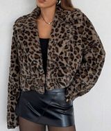 Leopard Fluffy Cropped Regular Jacket Multi Size L Photo 0