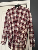 Brandy Melville Flannel Top Maroon Button-Up Photo 0