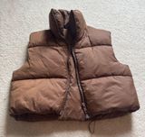 Amazon Puffer Vest Cropped Brown Photo 0