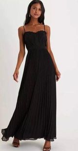 NWT Lulus Precious Charm Black Pleated Sleeveless Maxi Dress Medium MSRP $118 Photo 0