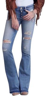 American Eagle Outfitters Distressed Boho Artist Flare Jeans Photo 0