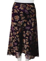 Worthington Plum Paisley Chiffon Bias Cut Midi Skirt Size 12 Photo 0